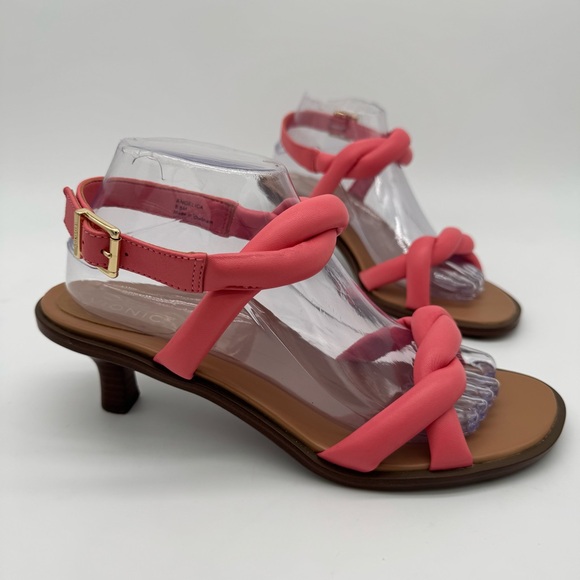 Vionic Angelica Pink Leather Twist Kitten Heel Slingback Sandal Size 8.5 M